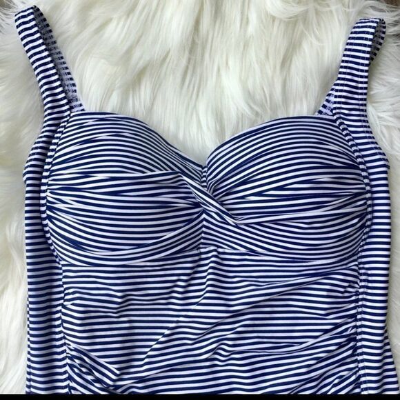 Nip Tuck Women's Navy Sorrento Stripe Joanne Twist Front Tummy-Control s… - Picture 8 of 11